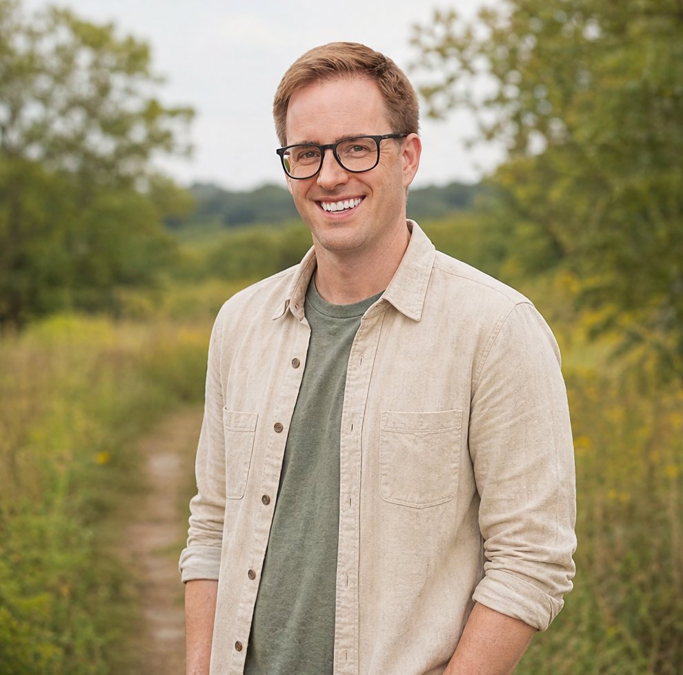 Blake, standing on a prairie trail